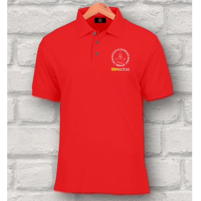 IIT Madras T Shirt Polo - Red - Scholar Shoppe for IIT Madras