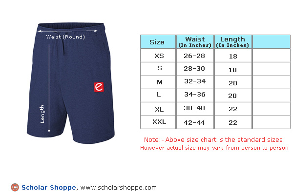 size chart shorts