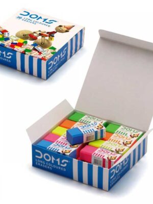 DOMS LONG COLOURED ERASER - 20 Pack